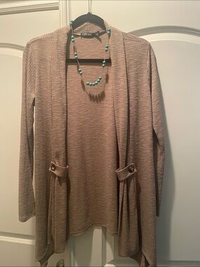 Women’s Taupe Open-Front Cardigan Sweater